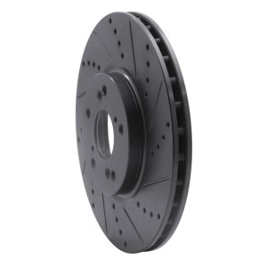 Acura TL Brake Rotor (1) - Front Right - R1 Concepts - Drilled & Slotted - Black - `04-`08